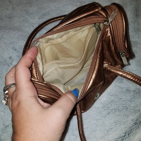 Small Bronze copper barrel purse satchel handbag - Picture 2 of 5